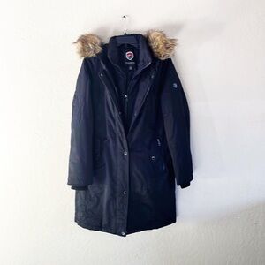 1 Madison Expedition Faux Fur Trim‎ Hooded Zipup Black Winter Coat